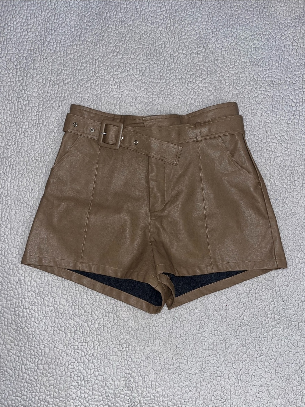 High Waisted Faux Leather Shorts